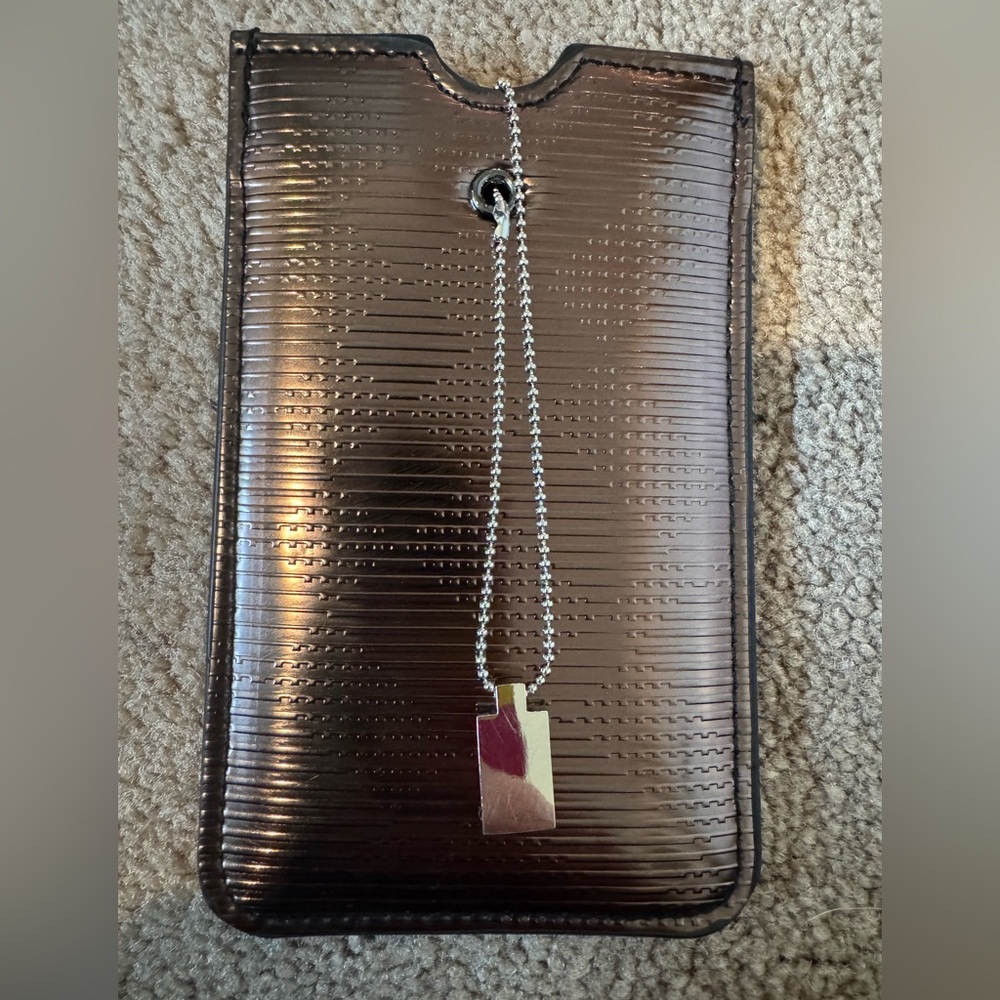 Burberry Pewter Thin Case with Silver Chain. NWOT.